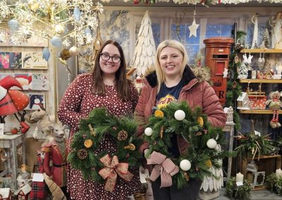 Beautiful, personal and hand-finished Christmas Wreaths created by our fabulous ladies at our recent wreath making workshop with our ladies making beautiful Christmas Wreaths for their homes.