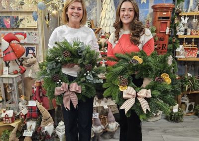 Beautiful, personal and hand-finished Christmas Wreaths created by our fabulous ladies at our recent wreath making workshop with our ladies making beautiful Christmas Wreaths for their homes.