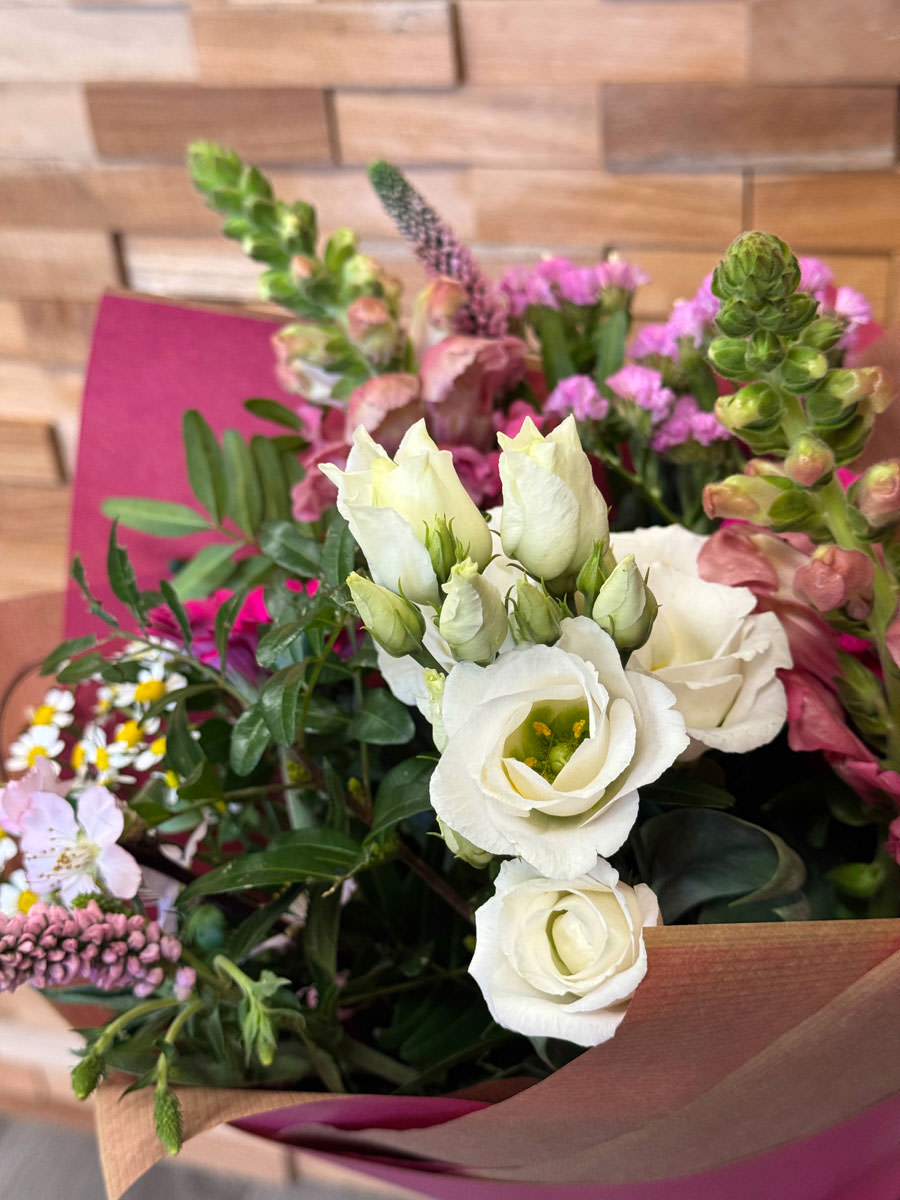 Florist choice open wrap bouquet | Fresh Flowers from Fine Flowers