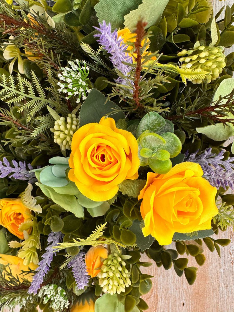 Sunshine Wreath | Artifical Wreaths Hand Made for UK Delivery by Fine Flowers