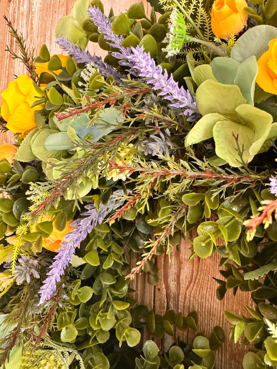 Sunshine Wreath | Artifical Wreaths Hand Made for UK Delivery by Fine Flowers
