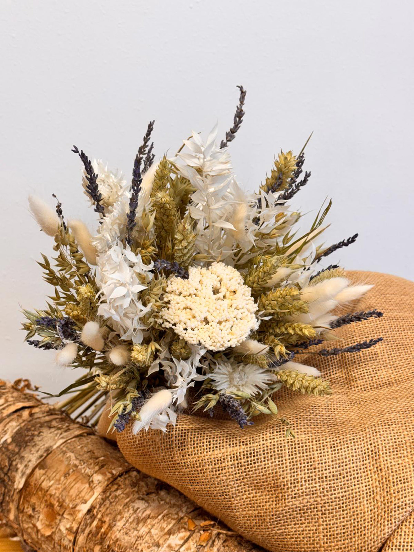 Large Dried Flower Bouquet – Natural Wheat, Bunny Tails & Roses | Fine Flowers