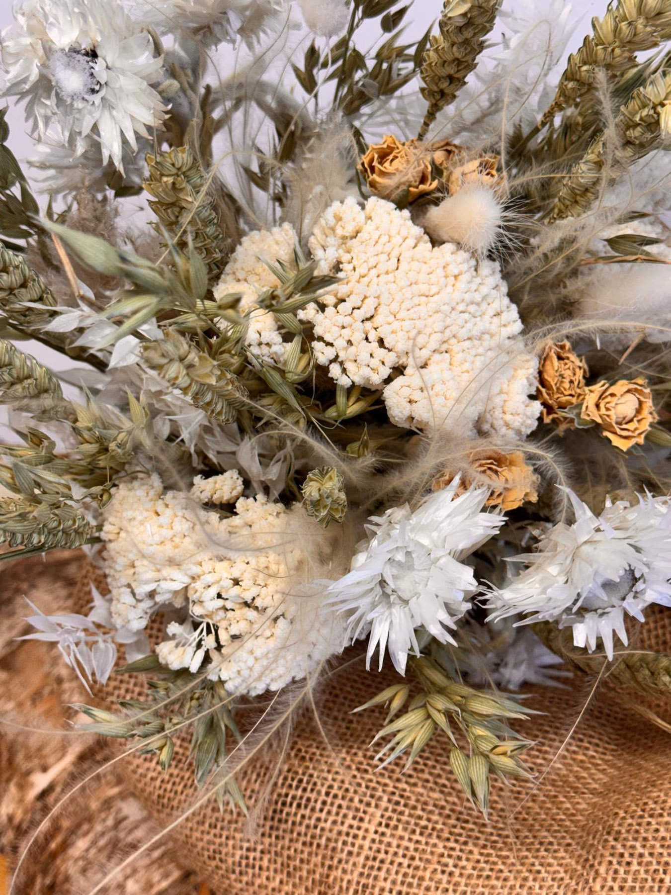 Large Dried Flower Bouquet – Natural Wheat, Bunny Tails & Roses | Fine Flowers