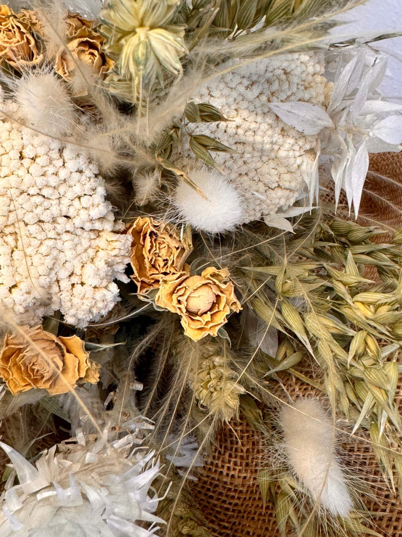 Large Dried Flower Bouquet – Natural Wheat, Bunny Tails & Roses | Fine Flowers