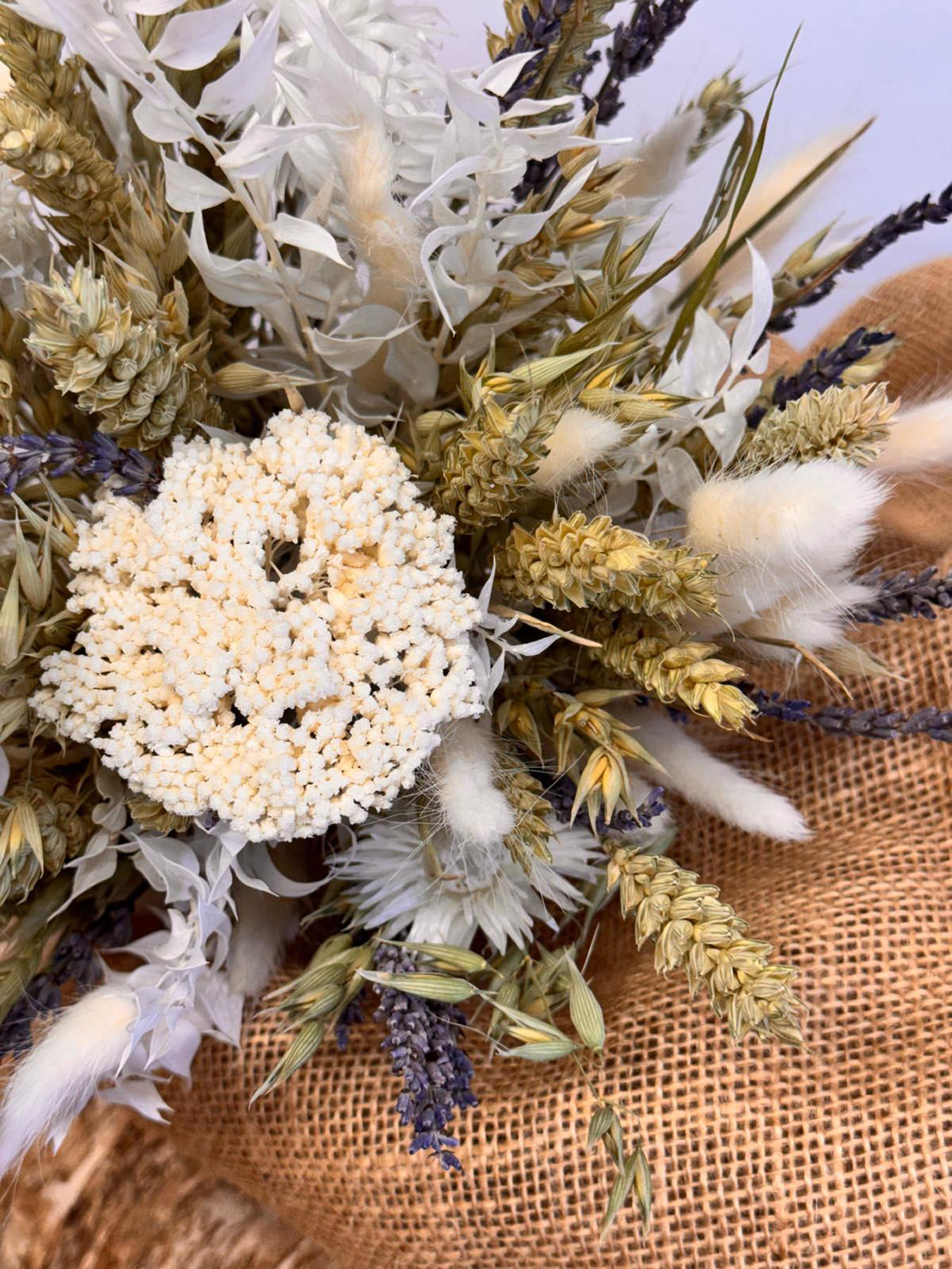 Large Dried Flower Bouquet – Natural Wheat, Bunny Tails & Roses | Fine Flowers